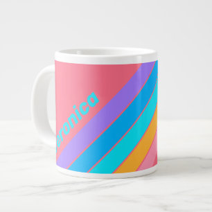 80er Neon-Sonnenaufgangsstreifen mit Namen Jumbo-Tasse