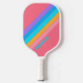 80er Neon Sunrise mit Namen gestrichen Pickleball Schläger (Rückseite)