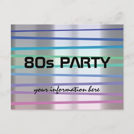 80er oder 90er-Theme-Party oder Wiedersehen Einladungspostkarte (Vorderseite)