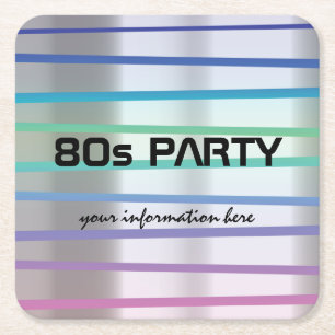 80er oder 90er Themenparty oder Wiedersehen Rechteckiger Pappuntersetzer