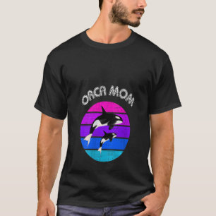 80er Orca Mama Retro Vintag Sunset V Neck T-Shirt