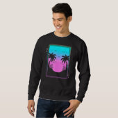 80er Palm Trees Sunrise Beach Tropical Summer Vapo Sweatshirt (Vorne ganz)