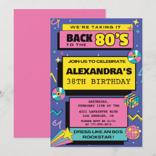 80er Party Budget Retro 38. Geburtstag Einladungen