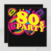 80er Party Einladung (Vorne/Hinten)