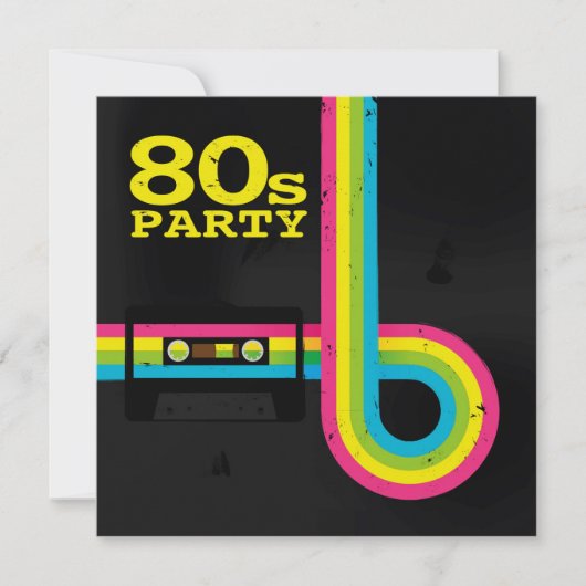 80er Party Einladung (Vorderseite)