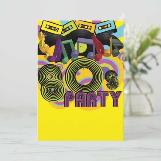 80er Party Einladung (Stehend Vorderseite)