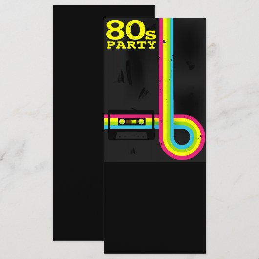 80er-Party Einladung (Vorne/Hinten)