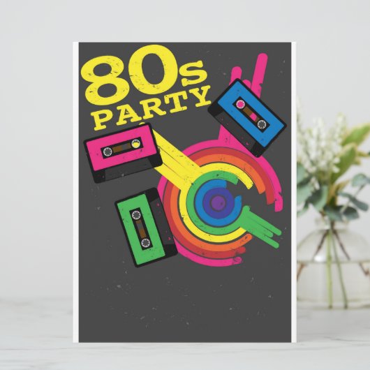 80er Party Einladung (Stehend Vorderseite)
