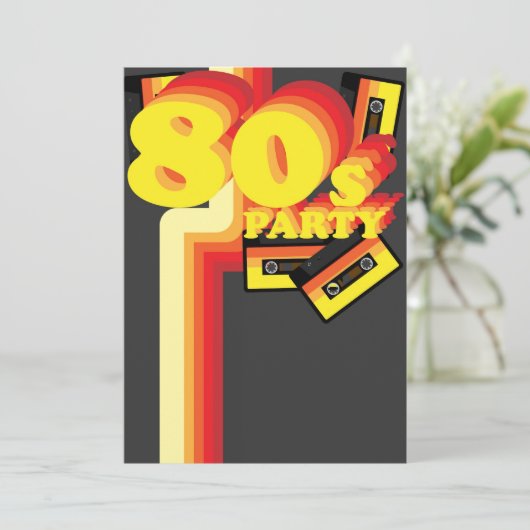 80er Party Einladung (Stehend Vorderseite)