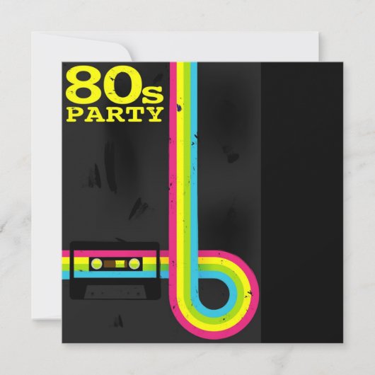 80er Party Einladung (Vorderseite)