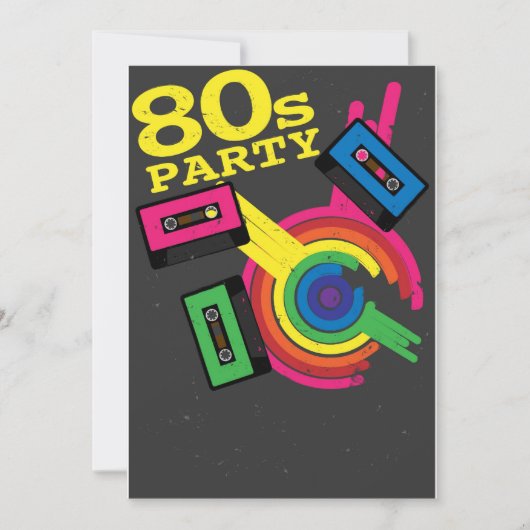 80er Party Einladung (Vorderseite)
