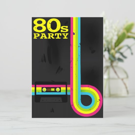 80er Party Einladung (Stehend Vorderseite)