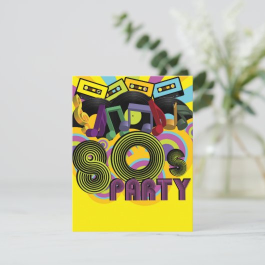 80er Party Einladung (Stehend Vorderseite)