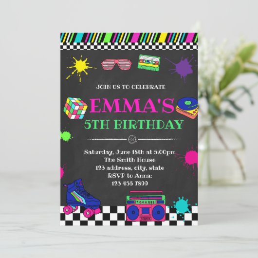 80er-Party Einladung (Stehend Vorderseite)