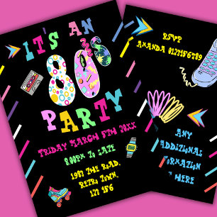 80er Party-Einladung Retro 80er Jahrzehnt Feier Einladung