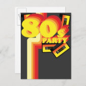 80er Party Einladungspostkarte (Vorne/Hinten)