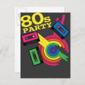 80er Party Einladungspostkarte (Vorne/Hinten)