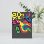 80er Party Einladungspostkarte (Stehend Vorderseite)