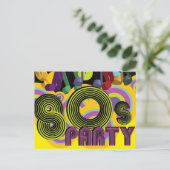 80er Party Einladungspostkarte (Stehend Vorderseite)