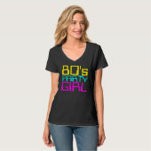 80er Party Girl Ladys mehrfarbiges Logo T-Shirt (Vorderseite Vollansicht)
