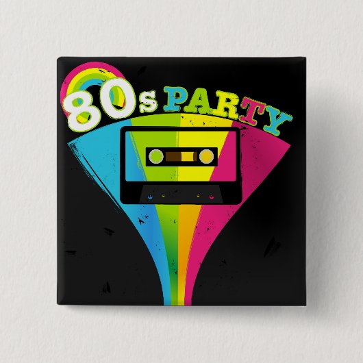 80er Party-Hintergrund Button (Vorderseite)