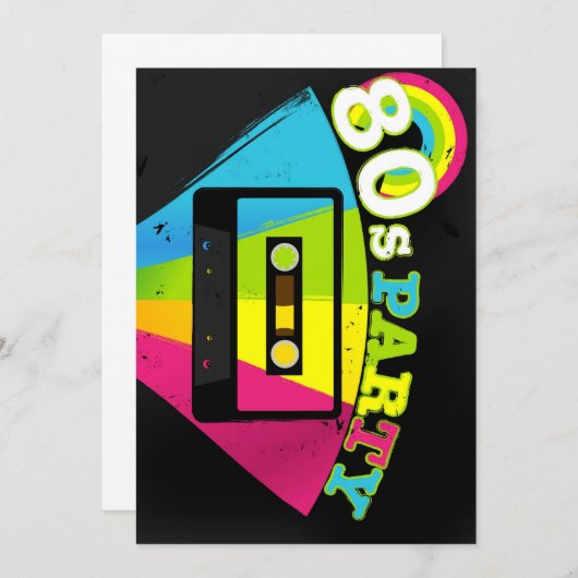 80er Party Hintergrund Einladung (Vorne/Hinten)
