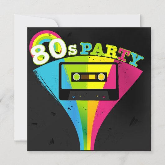 80er Party Hintergrund Einladung (Vorderseite)