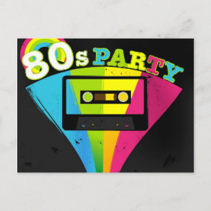 80er Party Hintergrund Postkarte