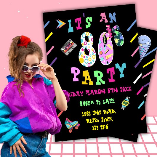 80er Party lädt zum 80-jährigen Retro-Fest ein Einladung
