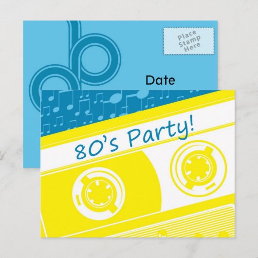 80er Party Postkarte (Vorne/Hinten)