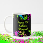 80er Party Retro Neon Paint Spritzer Personalisier Kaffeetasse