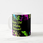 80er Party Retro Neon Paint Spritzer Personalisier Kaffeetasse (Vorderseite Links)