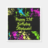 80er Party Retro Neon Paint Spritzer Personalisier Serviette (Vorderseite)