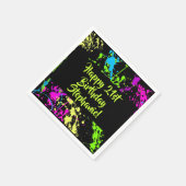 80er Party Retro Neon Paint Spritzer Personalisier Serviette (Ecke)