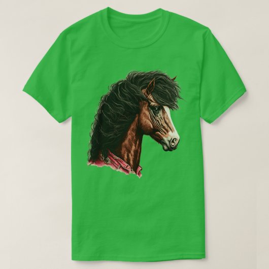 80er Pferd mit Mullet T-Shirt (Design vorne)