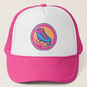 80er Pink Blue Summer Cartoon Roller Skate Truckerkappe