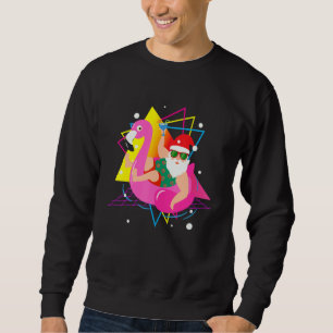 80er Poolparty Weihnachtsmann Sonnenbrille Flaming Sweatshirt