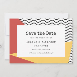 80er Pop-Art-Hochzeit im Memphis-Stil Save The Date