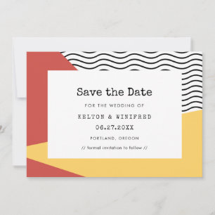 80er Pop-Art-Hochzeit im Memphis-Stil Save The Date