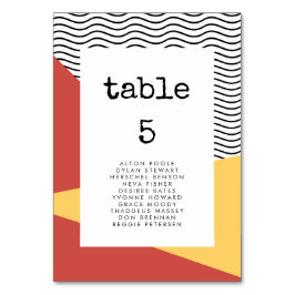 80er Pop art Memphis Sitzkarten Tischnummer