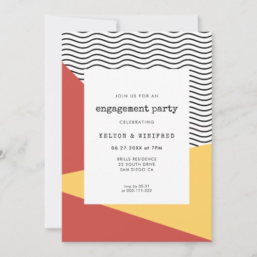 80er Pop art Memphis Stil Verlobungsparty Einladung (Vorderseite)