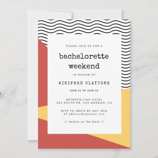 80er Pop art Memphis style Bachelorette Einladung (Vorderseite)