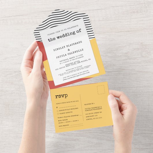 80er Pop art Memphis style wedding All In One Einladung (Abreißen)