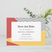 80er Pop art Memphis style wedding Save The Date (Stehend Vorderseite)