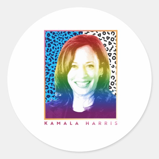 80er Poster - Kamala Harris Pride Runder Aufkleber (Vorderseite)