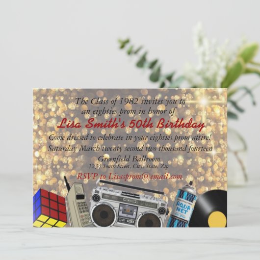 80er Prom-Feier Einladung (Stehend Vorderseite)