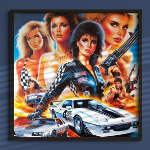 80er Race Action Girls Poster