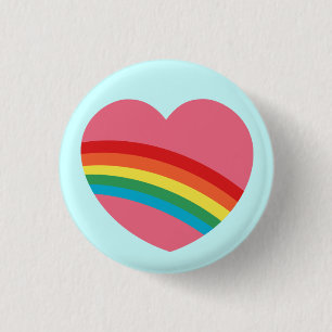 80er Regenbogen-Herz-Knopf Button