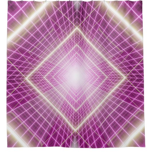 80er Retro: 3D Sci-Fi Hintergrund. Duschvorhang (Vorderseite)