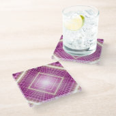 80er Retro: 3D Sci-Fi Hintergrund. Glasuntersetzer (Schrägansicht)